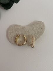 Çelik Halka Küpe Mineli Beyaz