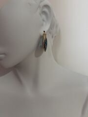 Mineli Oval Model Küpe Lacivert