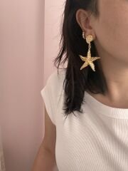 Sallantılı Deniz Yıldızı Küpe Gold