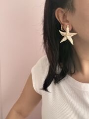 Deniz Yıldızı Küpe Beyaz