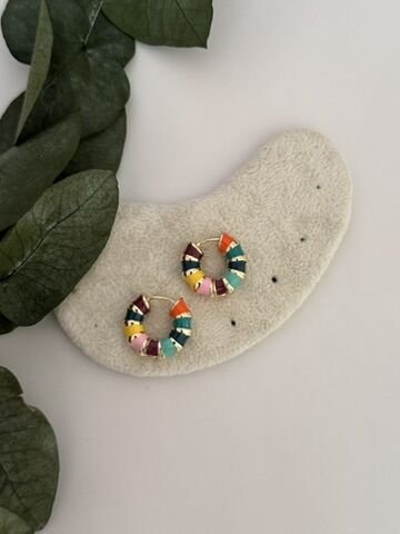 Mineli Renkli Halka Küpe