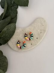 Mineli Renkli Halka Küpe