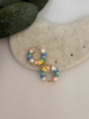 Renkli Mineli Halka Küpe