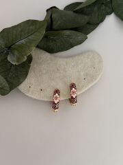 Mineli Çelik Mor Halka Küpe