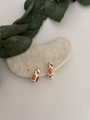 Çelik Mineli Beyaz Halka Küpe