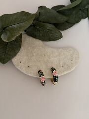 Çelik Mineli Halka Siyah Küpe