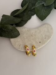 Çelik Mineli Halka Küpe Sarı