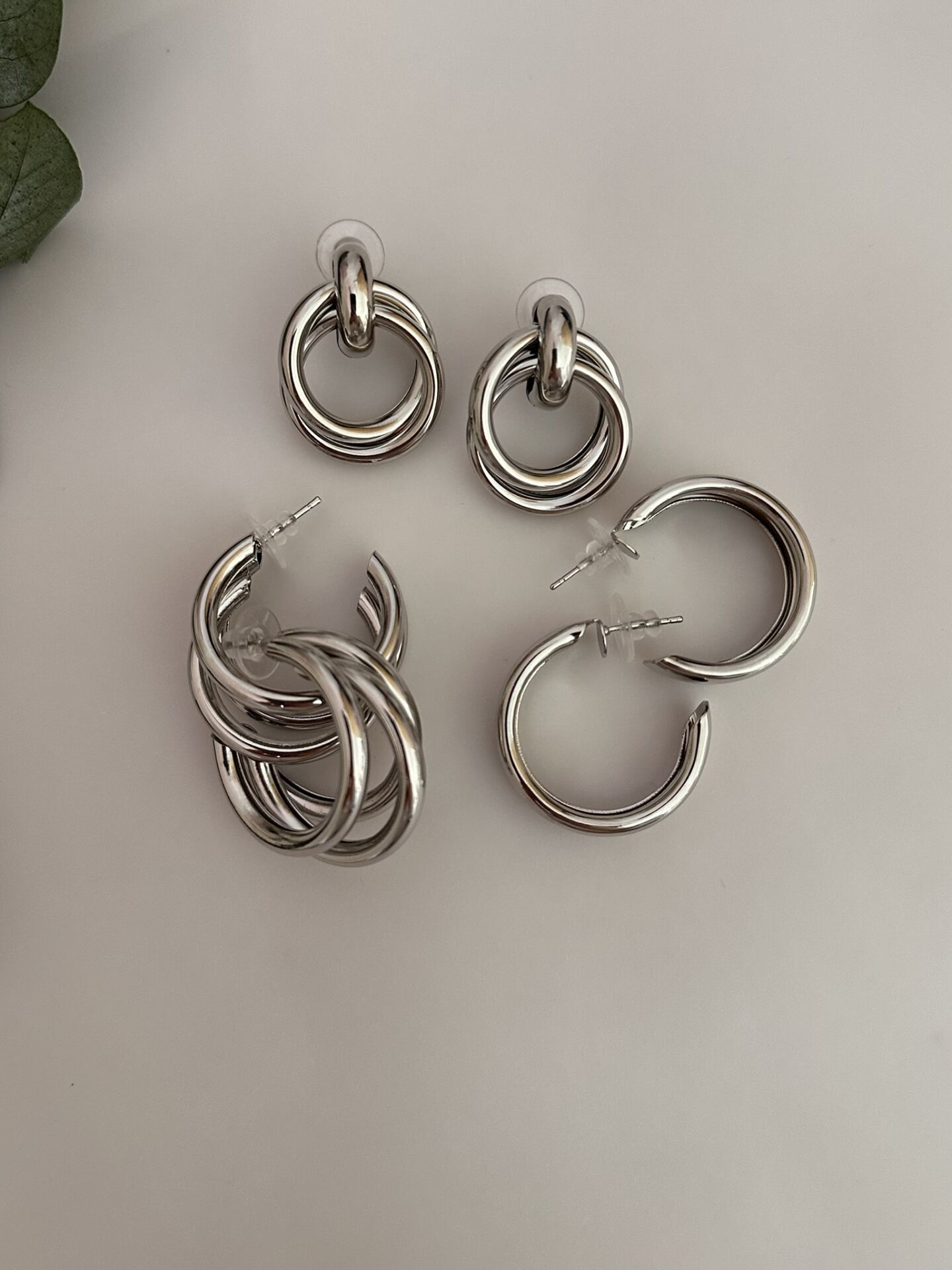 Üçlü Set Küpe Silver