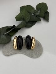 Gold Detay Siyah Küpe