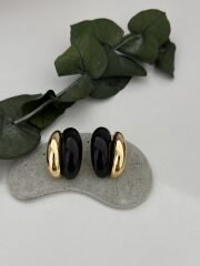 Gold Detay Siyah Küpe
