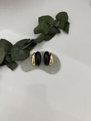 Gold Detay Siyah Küpe