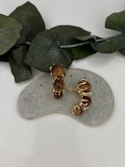 Üçlü top model kahverengi küpe