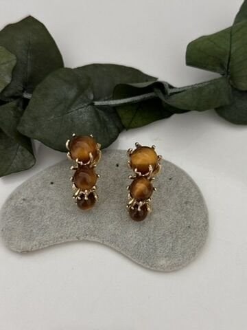 Üçlü top model kahverengi küpe