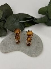 Üçlü top model kahverengi küpe