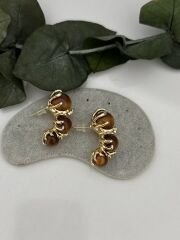 Üçlü top model kahverengi küpe