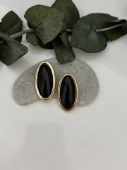 Siyah Oval Küpe