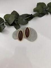 Kahverengi Oval Küpe