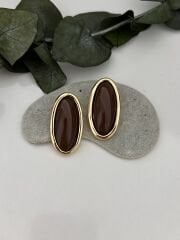 Kahverengi Oval Küpe