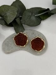 Kahverengi Çiçek Küpe