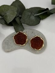 Kahverengi Çiçek Küpe