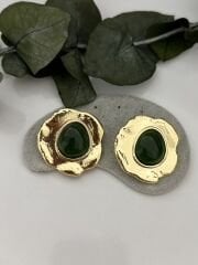 Doğal Taşlı Yeşil Küpe