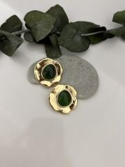 Doğal Taşlı Yeşil Küpe