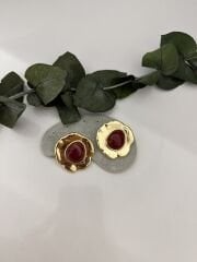 Doğal Taşlı Kırmızı Küpe