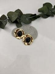 Siyah Doğal Taşlı Küpe