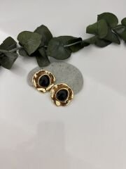 Siyah Doğal Taşlı Küpe