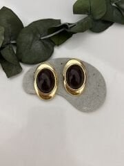 Siyah Damla Model Gold Detay Küpe