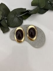 Siyah Damla Model Gold Detay Küpe