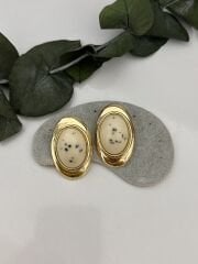 Beyaz Damla Küpe Gold Detay