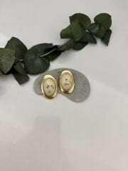 Beyaz Damla Küpe Gold Detay