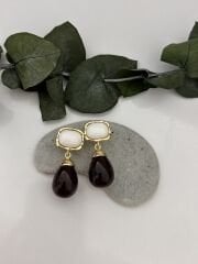 Sallantılı Beyaz Kahve Küpe