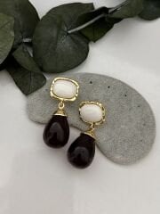 Sallantılı Beyaz Kahve Küpe