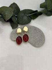 Gold Detay Sallantılı Kırmızı Küpe