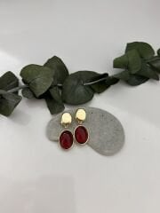 Gold Detay Sallantılı Kırmızı Küpe