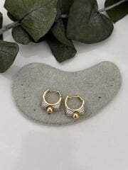 Top Detay Kare Gold Çelik Küpe