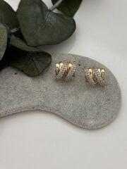 Zirkon Taş Çapraz Kare Model Küpe