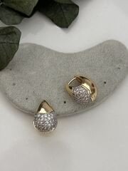 Bombeli Zirkon Taşlı Halka Küpe