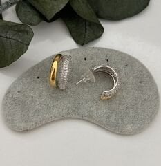 Zirkon Taşlı Gold Halka Küpe