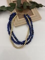 Doğal Taşlı Üçlü Kolye