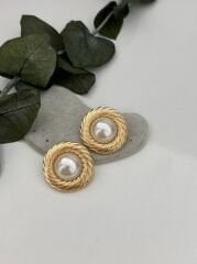 Gold Detay İnci Küpe