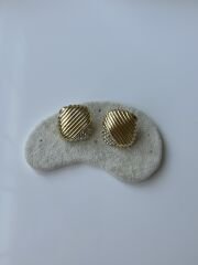 Gold Kare Plaka Model Taşlı Küpe