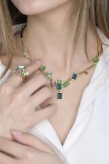 Doğal Swarovski Taşlı Kolye,Küpe, Yüzük ve Bileklik Set
