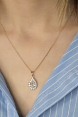 Rose Gold Zincir Kristal Taş Kolye