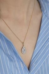 Rose Gold Zincir Kristal Taş Kolye