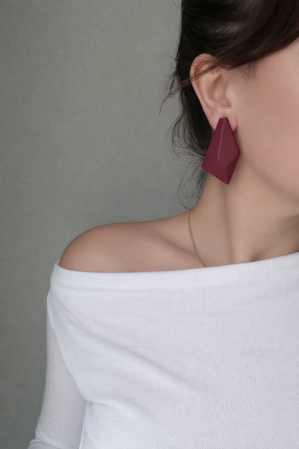 Damla Model Bordo Renk Küpe