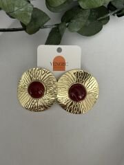 Kırmızı Mineli Ezme Küpe