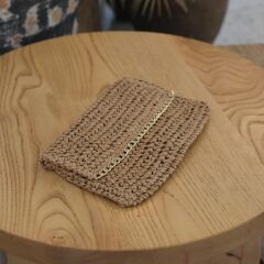 Camel Renk Clutch Çanta